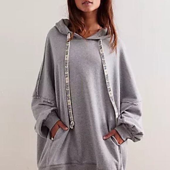 Free People NWT We The Free OVERSIZED WHITE HOODED 100%Cotton SWEATSHIRT - Picture 4 of 17